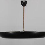 1940s Josef Hůrka for Napako Bauhaus UFO pendant light, metal & glass, restored