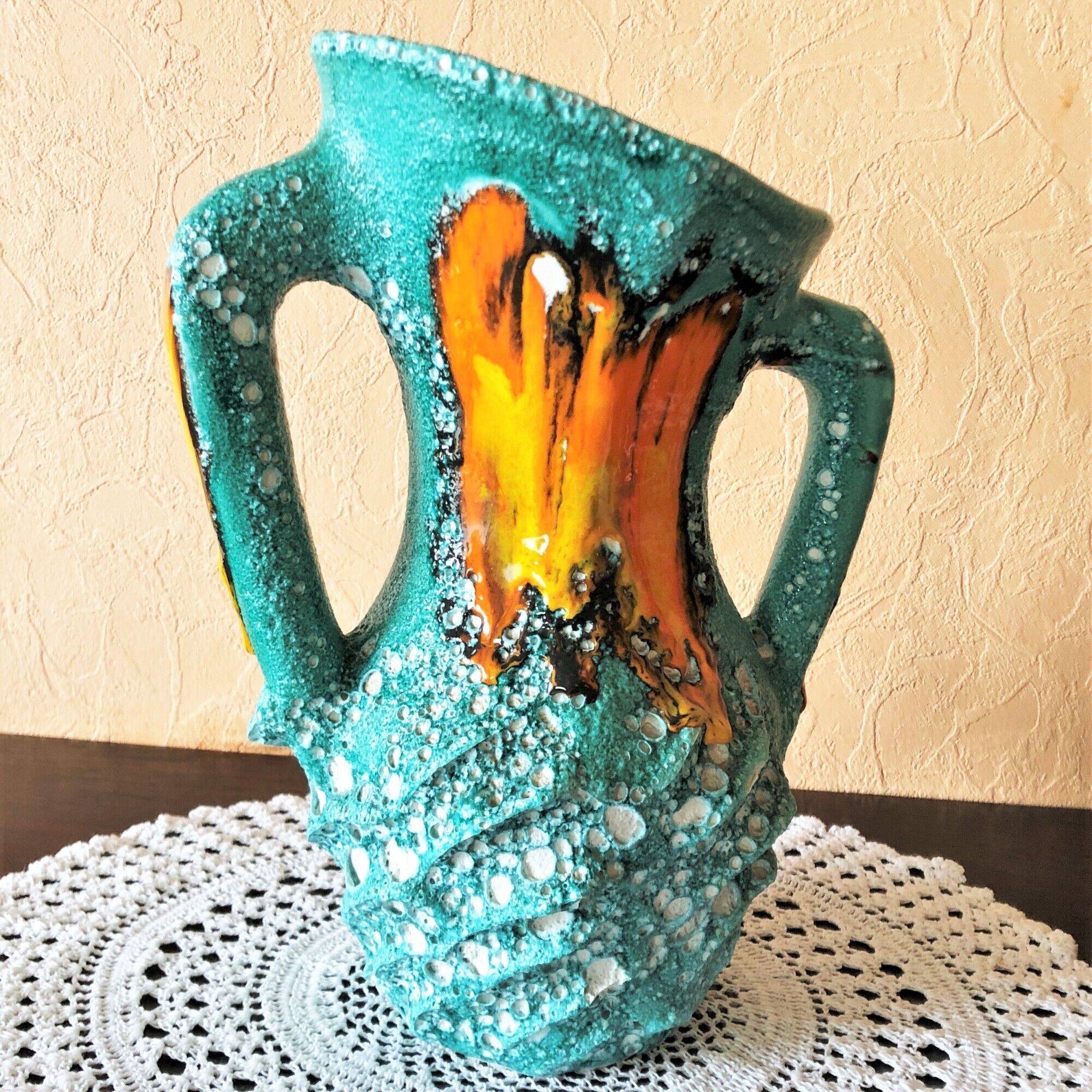 Vase 32 cm "écume de mer" Fat Lava Vallauris 1950