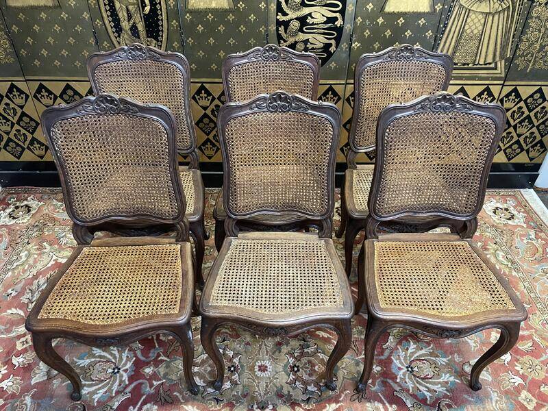 Set of 6 Louis XV style caned chairs in oak