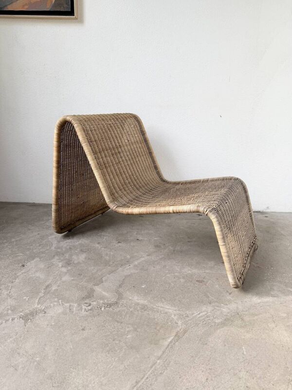 Fauteuil, chauffeuse en osier tressé Hestra par Ikea 1982