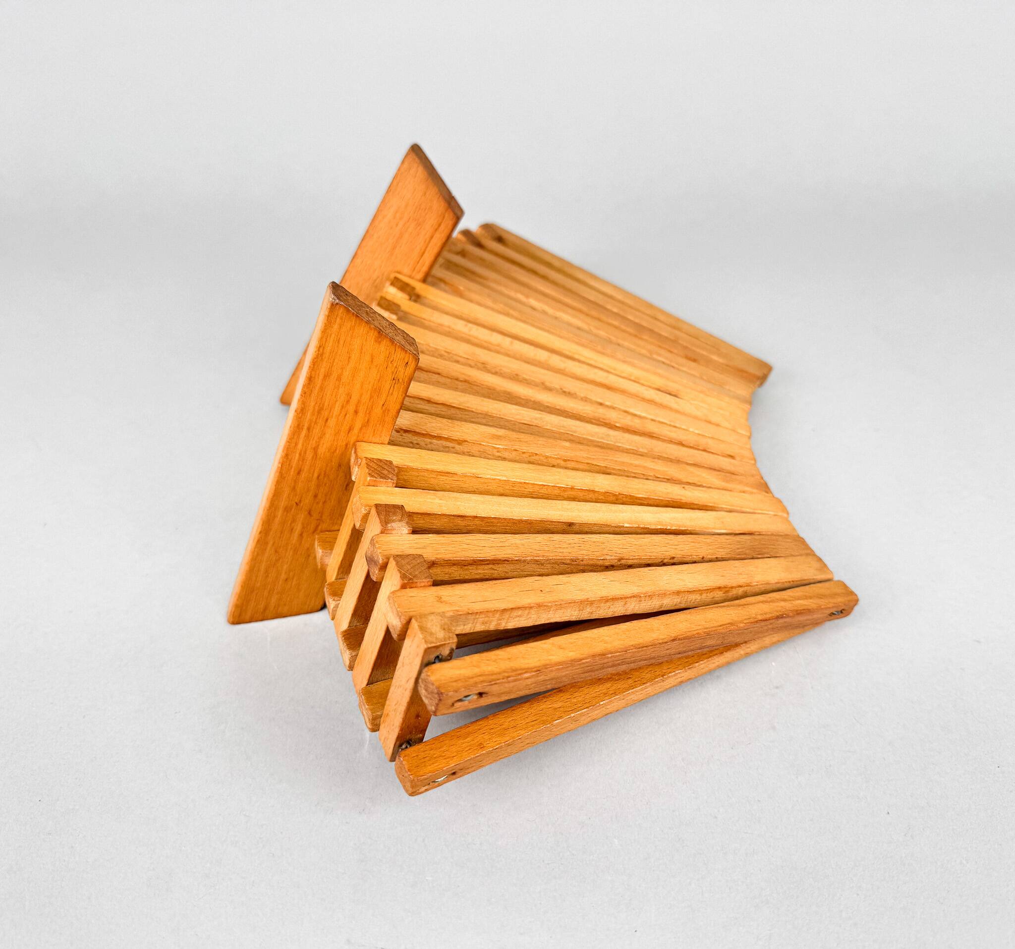 Mid Century Foldable Wooden Fruit Basket, Germany