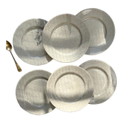 Set of 6 speckled grey stoneware plates 1970