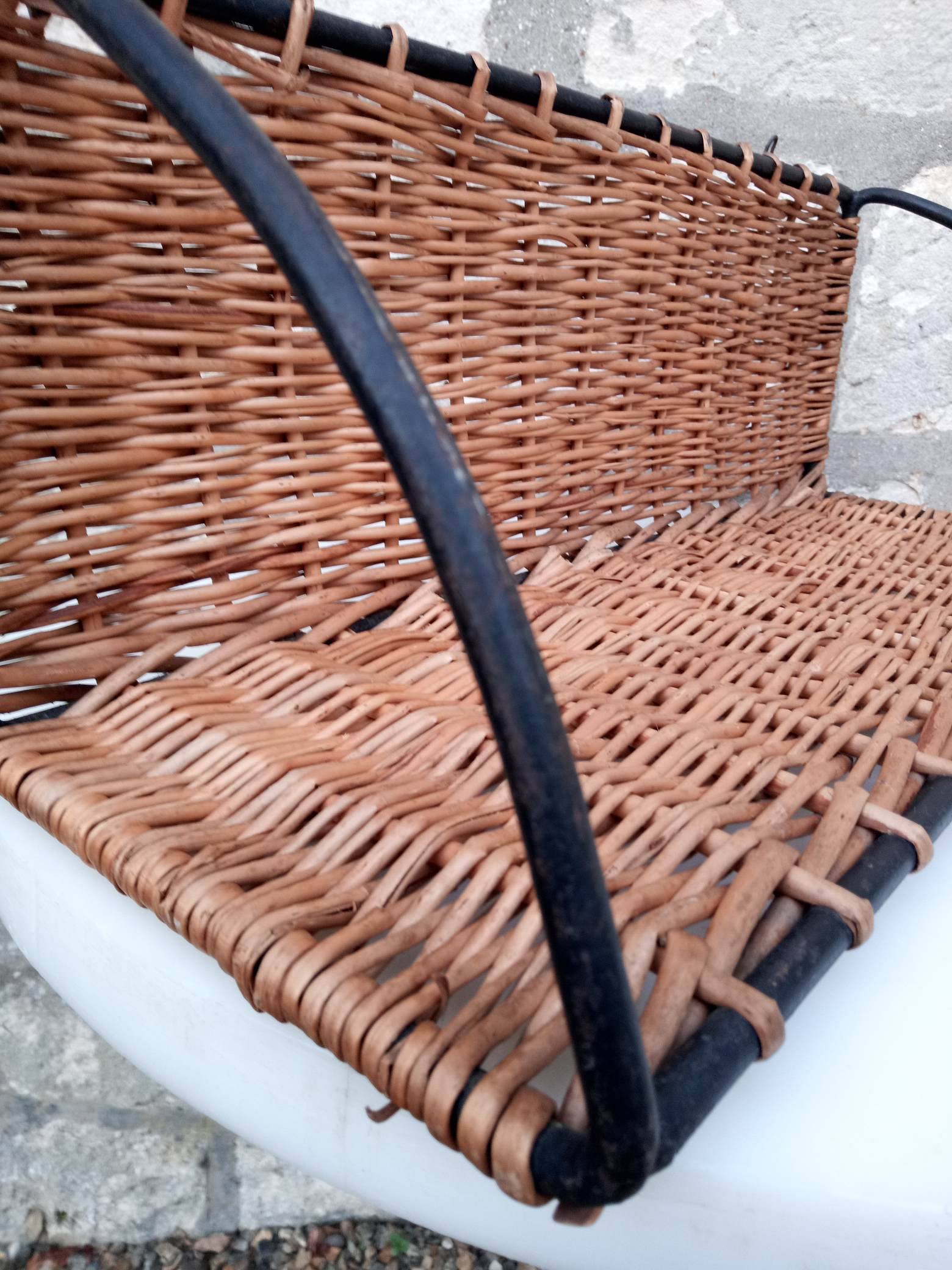 Rattan and steel shelf