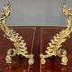 Massive gilded bronze fireplace decoration in Rococo style.