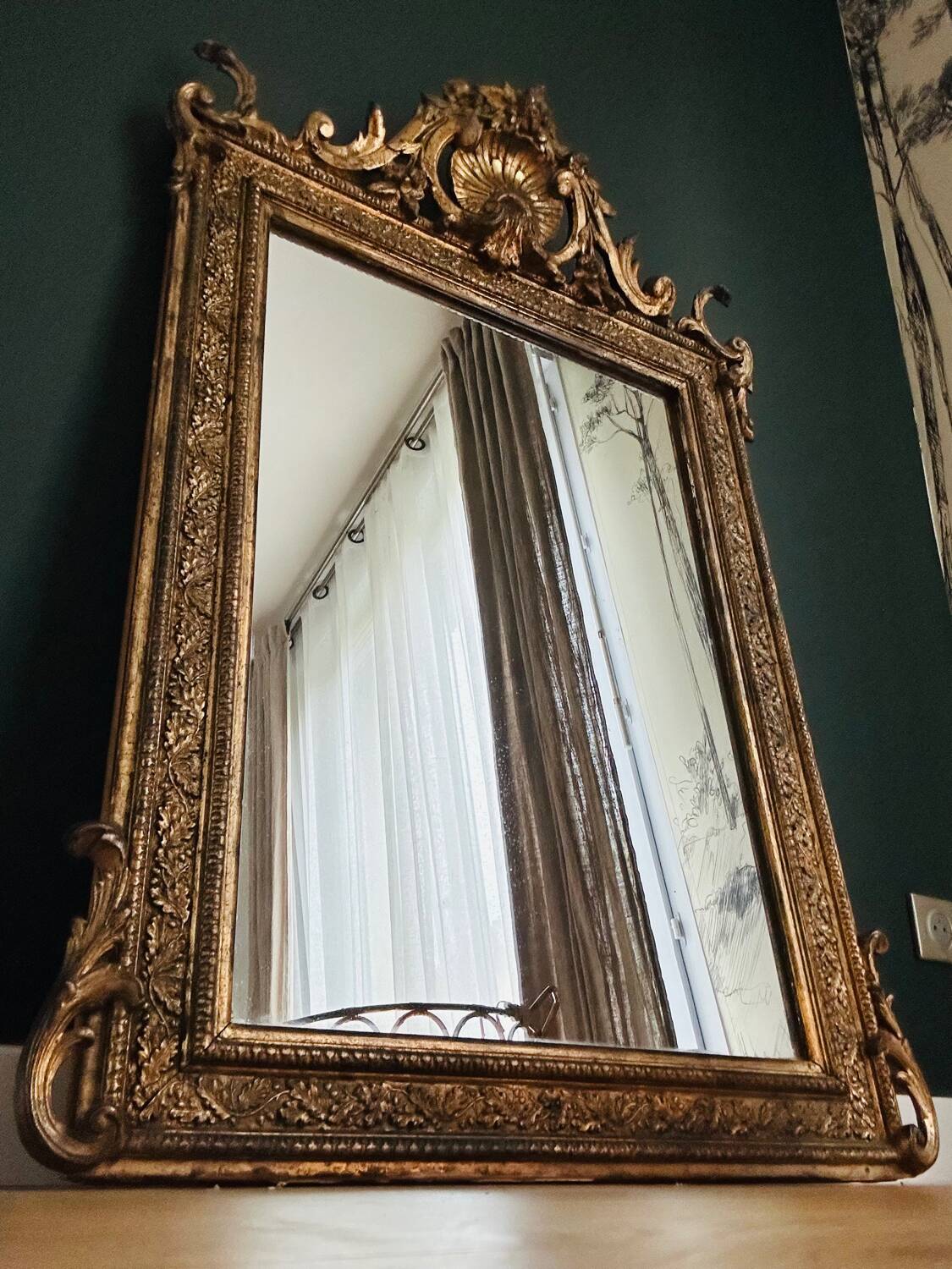 Golden wooden mirror