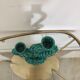 Double candlestick in green twisted ceramic vintage 50s