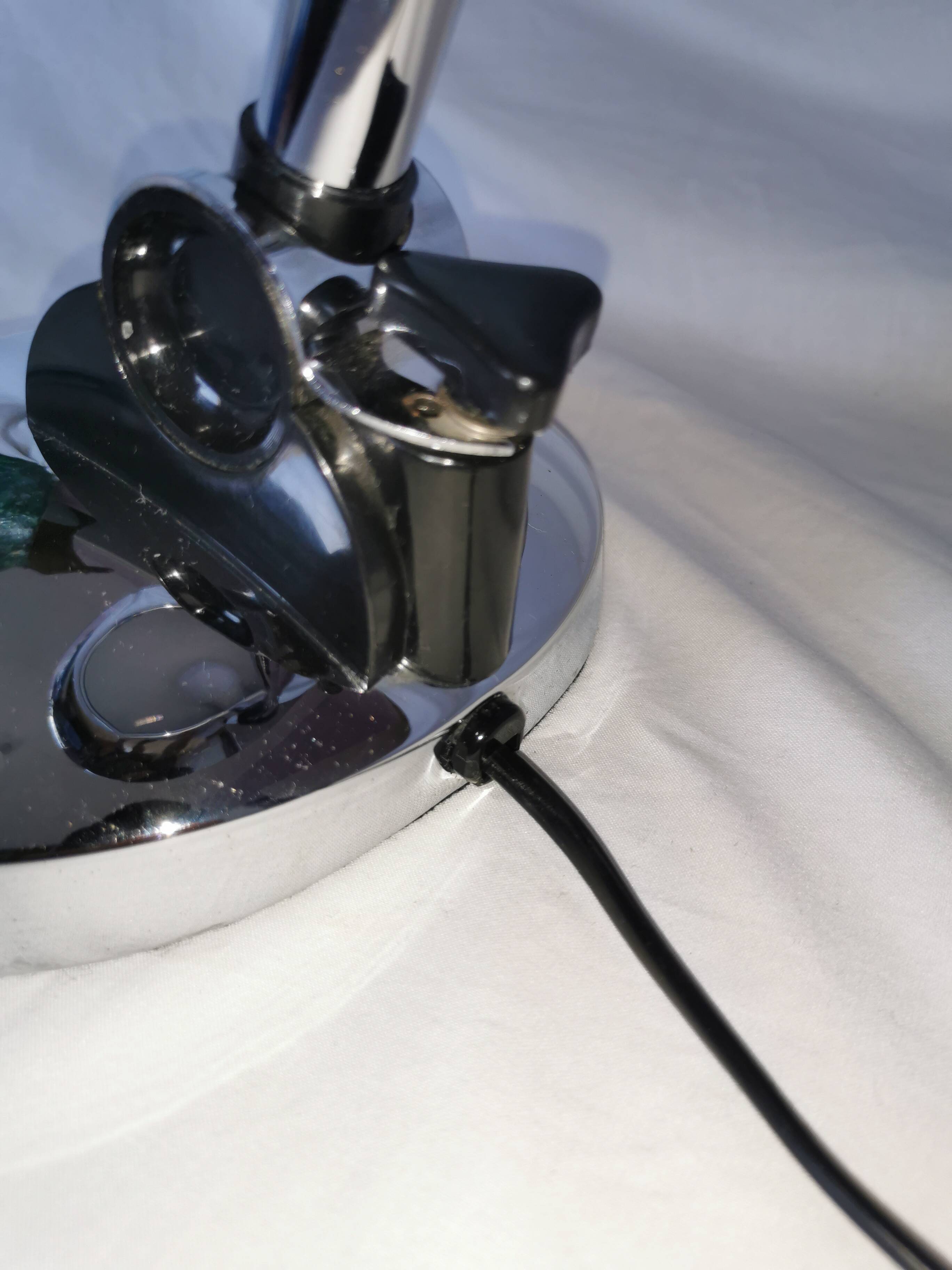 Adjustable chrome metal UFO lamp, space age, UFO, Aluminor, France, 1980.