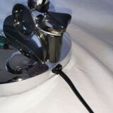 Adjustable chrome metal UFO lamp, space age, UFO, Aluminor, France, 1980.