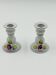 Lot of 2 Vintage Porcelain Candle Holders with Roses