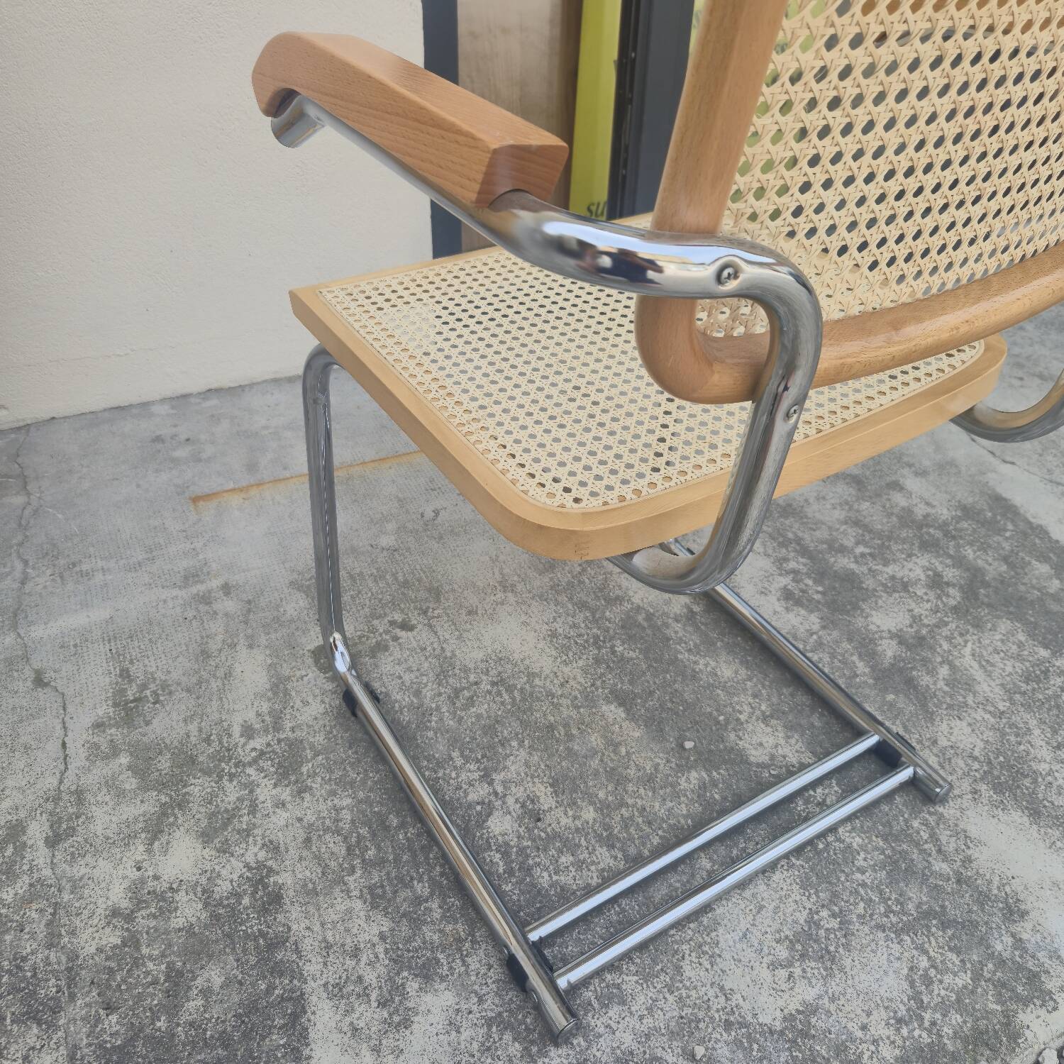 Breuer style armchair in original vintage canework