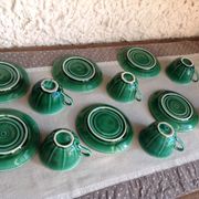Suite of six cups and saucers green / vintage 50-60 years