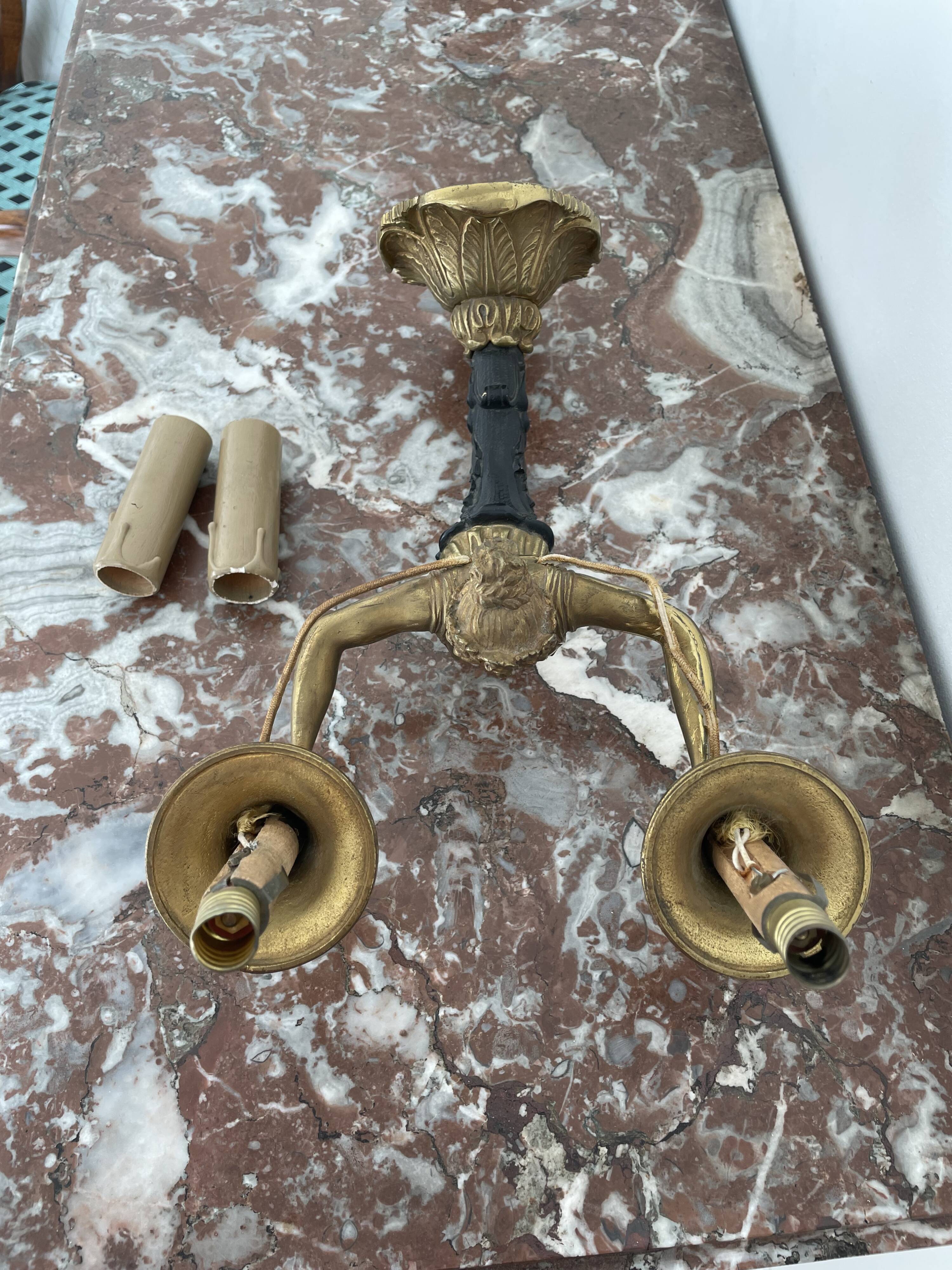 Wall lamp - patinated bronze - renowned décor - Empire style