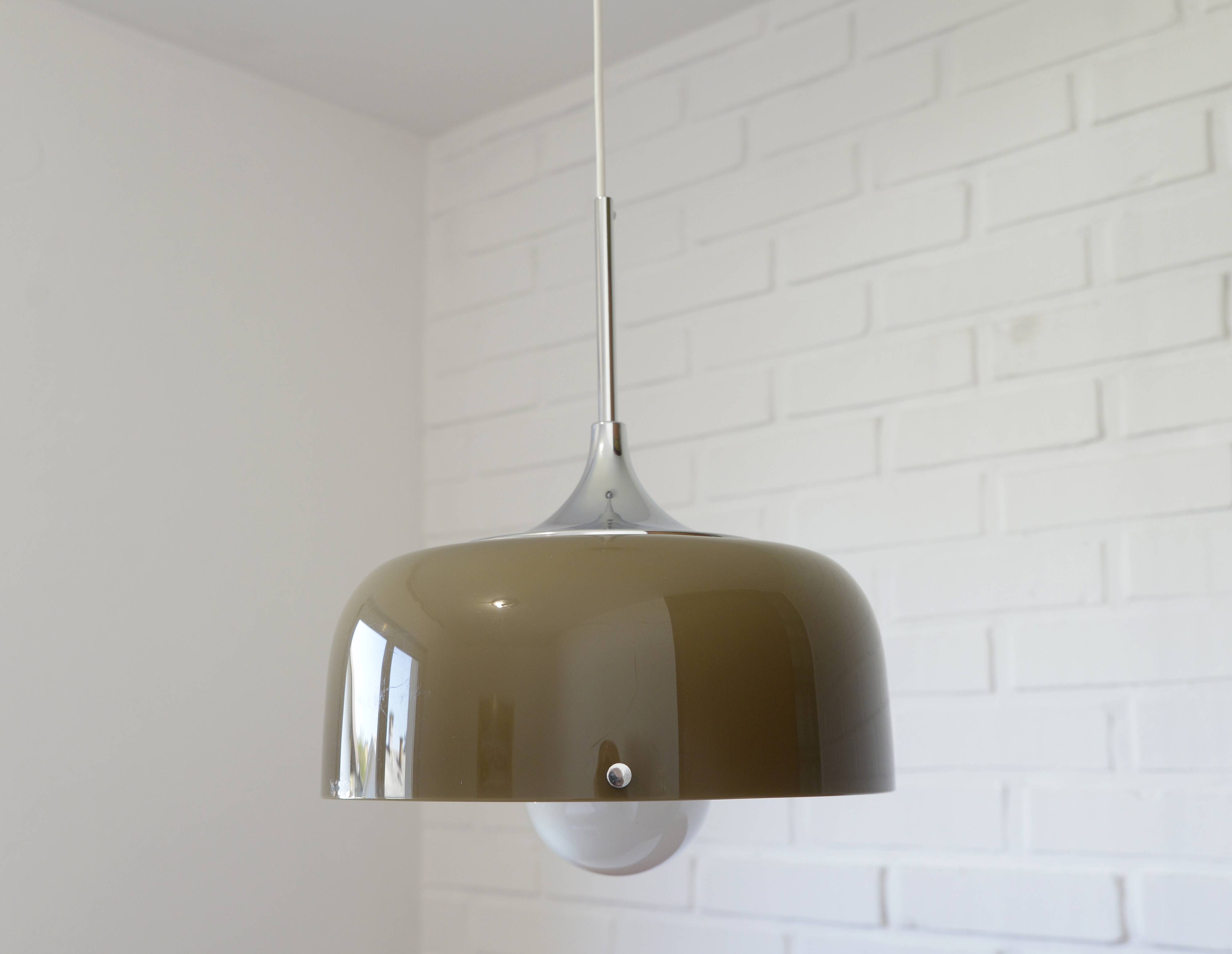 Redesign Vintage Guzzini Meblo Plastic Hanging Lamp Yugoslavia 1970's