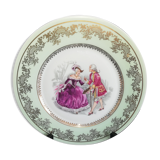 Pale green plate gallant scene Limoges