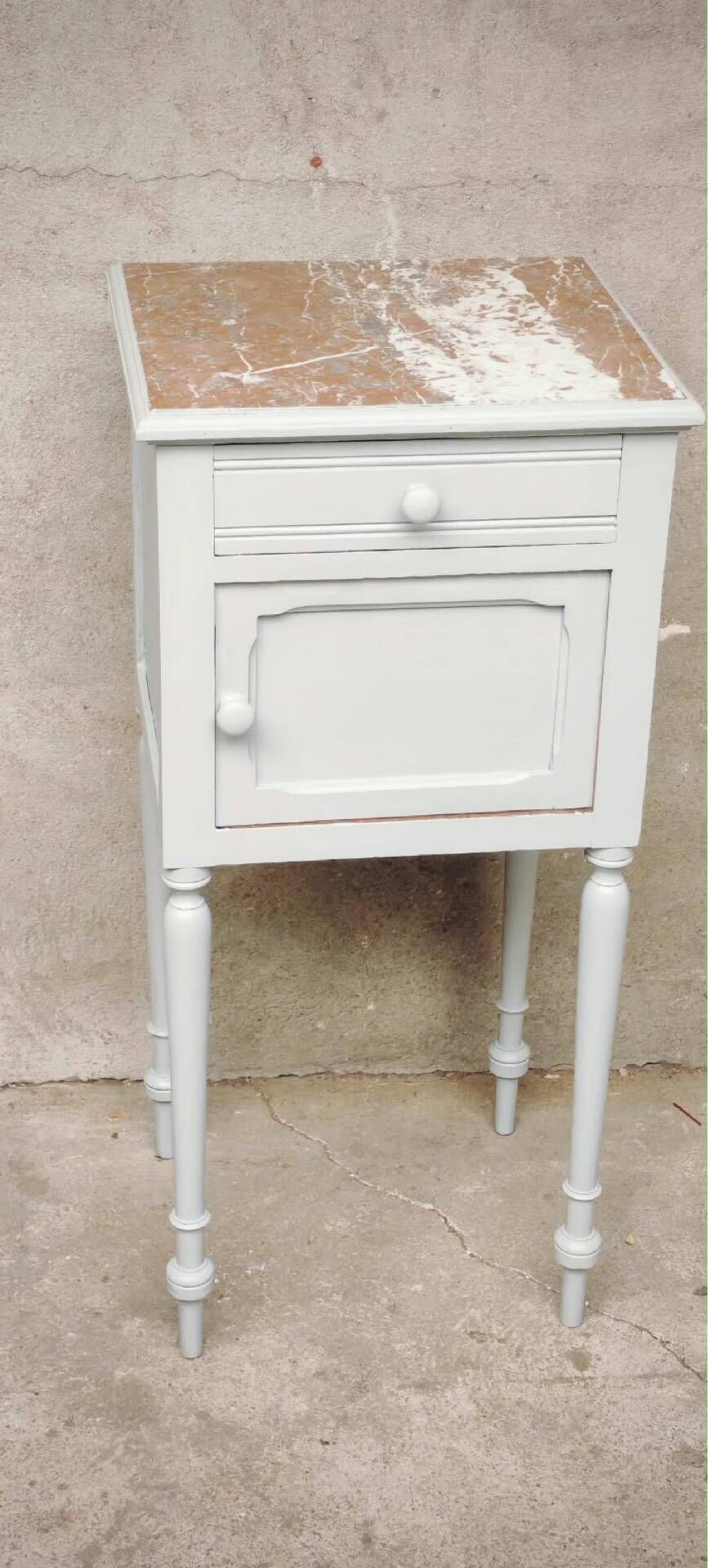 Antique bedside table with marble