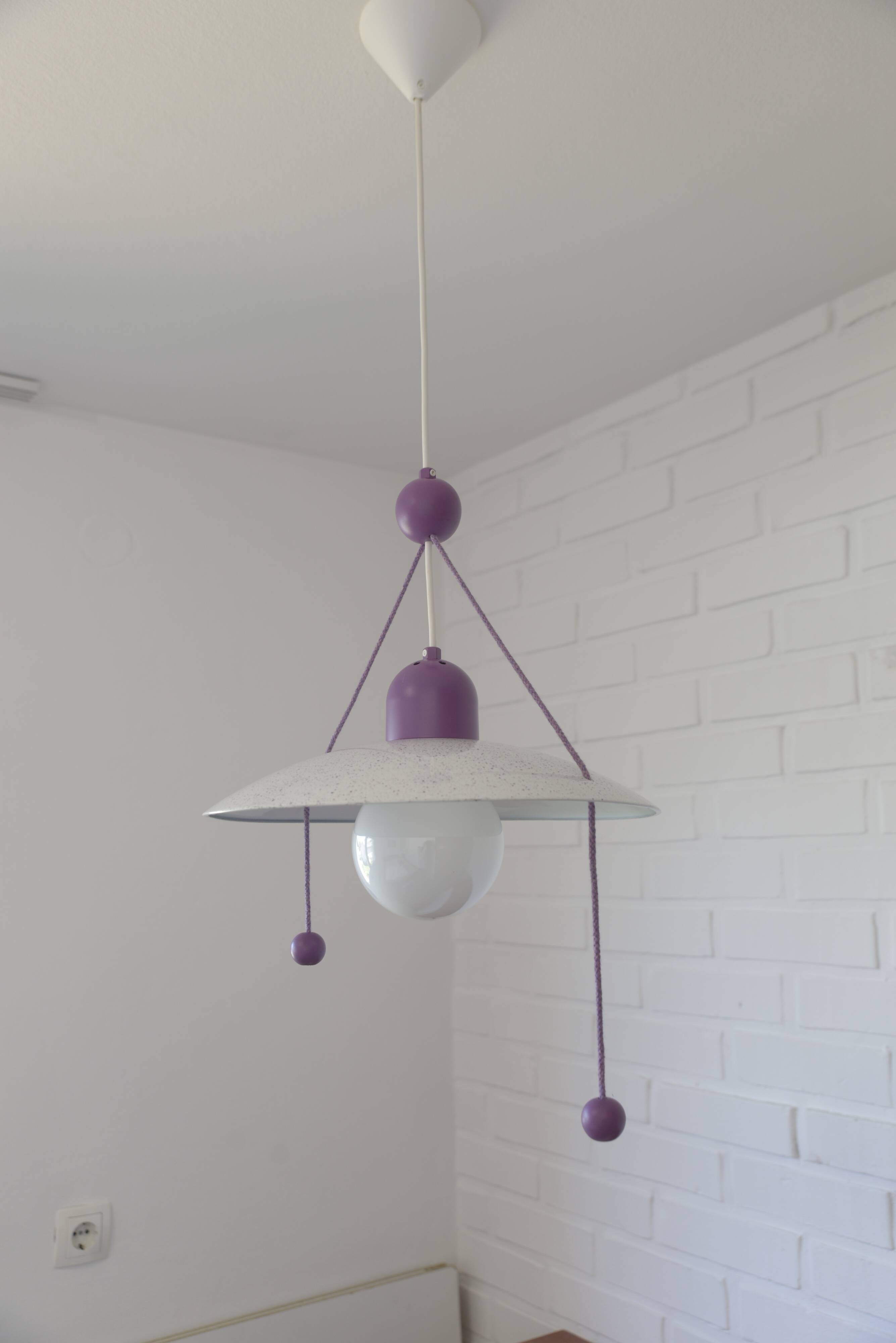 Suspension violette vintage / Lampe suspendue style Memphis Y2K