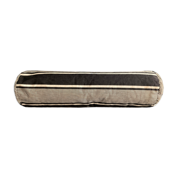 19th century ticking canvas cushion with stripes, 80cm mattress