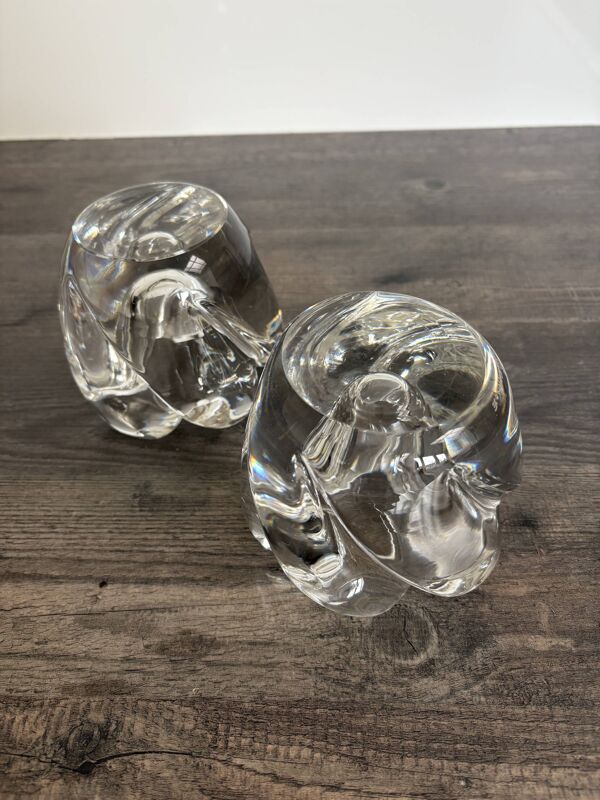 Duo de bougeoirs Rose en cristal de Daum France