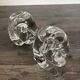 Pair of rose crystal candle holders by Daum France