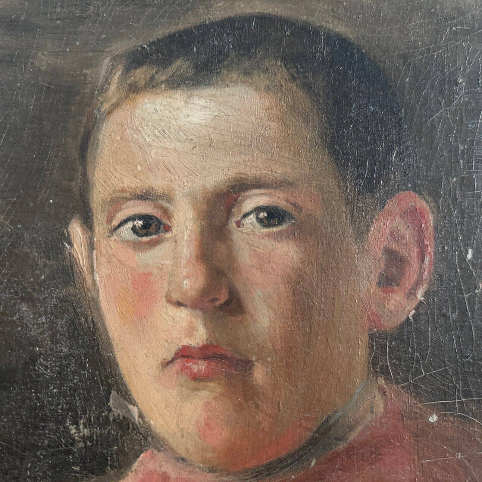 Oil on cardboard representing a choirboy from the early 20th century