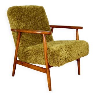 Vintage armchair, 1970s, red fox - high pile Camel