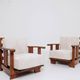 Vintage armchairs set of 2 brutalism off white corduroy