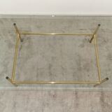 Coffee table glass and gold metal 80s