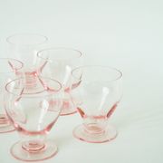 Set of 6 small wine glasses, Pink, Art Deco, 1930