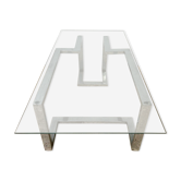 Old glass and chrome coffee table, 70