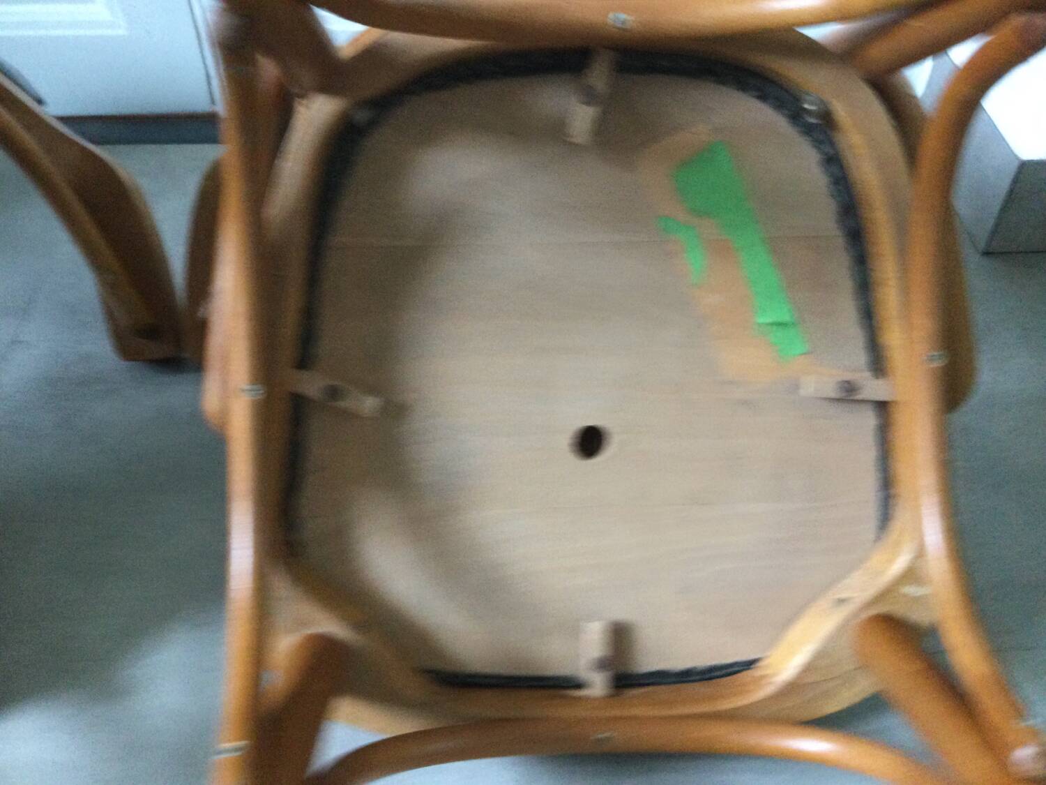 Pair of curved wooden bistro armchairs