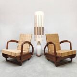 Art deco design rattan woven lounge chairs