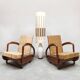 Art deco design rattan woven lounge chairs