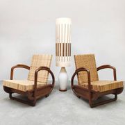 2 fauteuils en rotin tressé, Art Déco