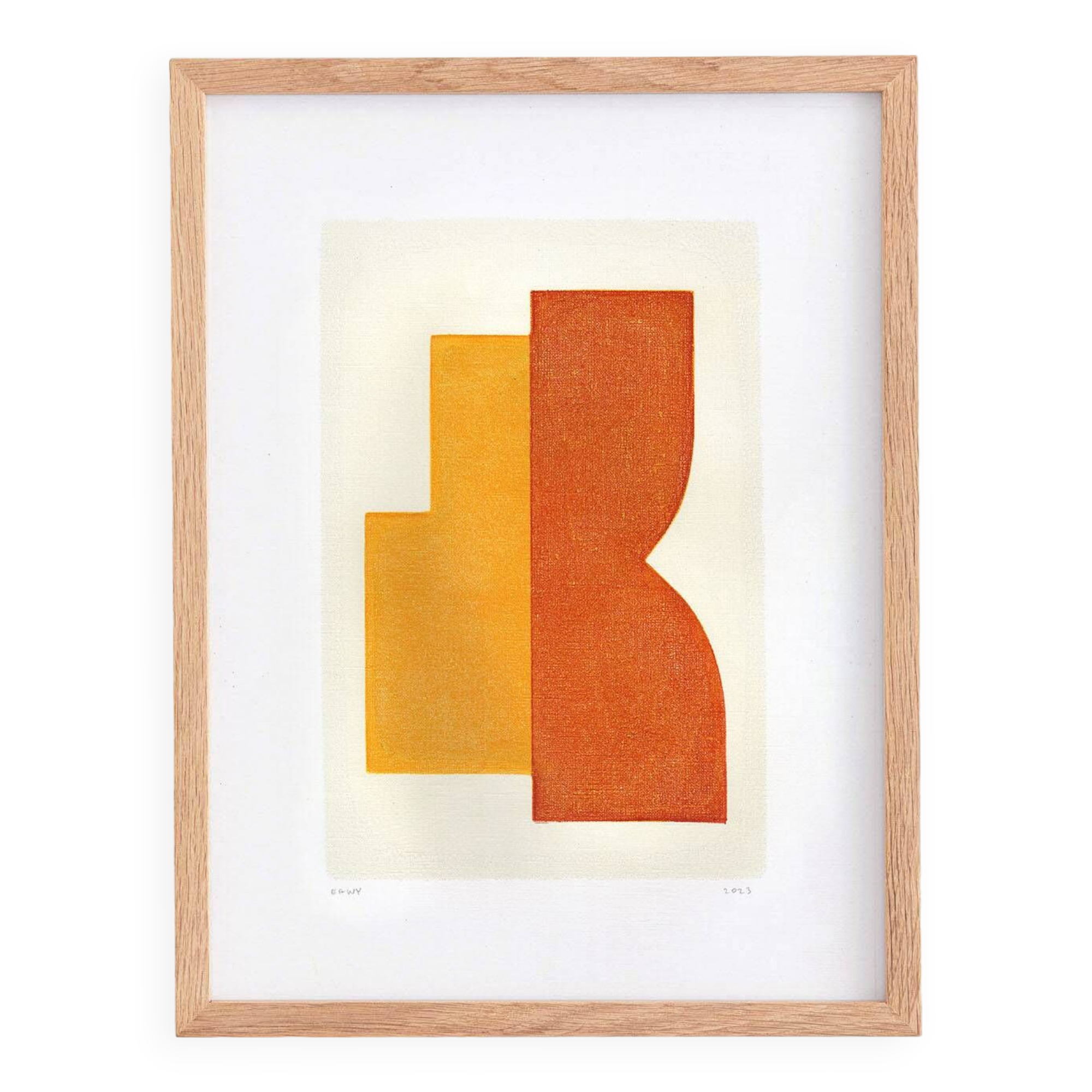 Painting on paper - ella - yellow and orange - signed eawy