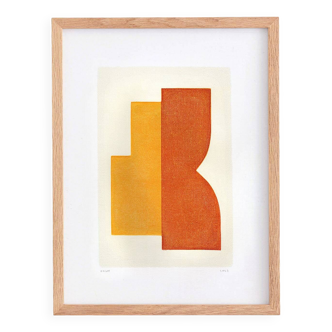 Painting on paper - ella - yellow and orange - signed eawy