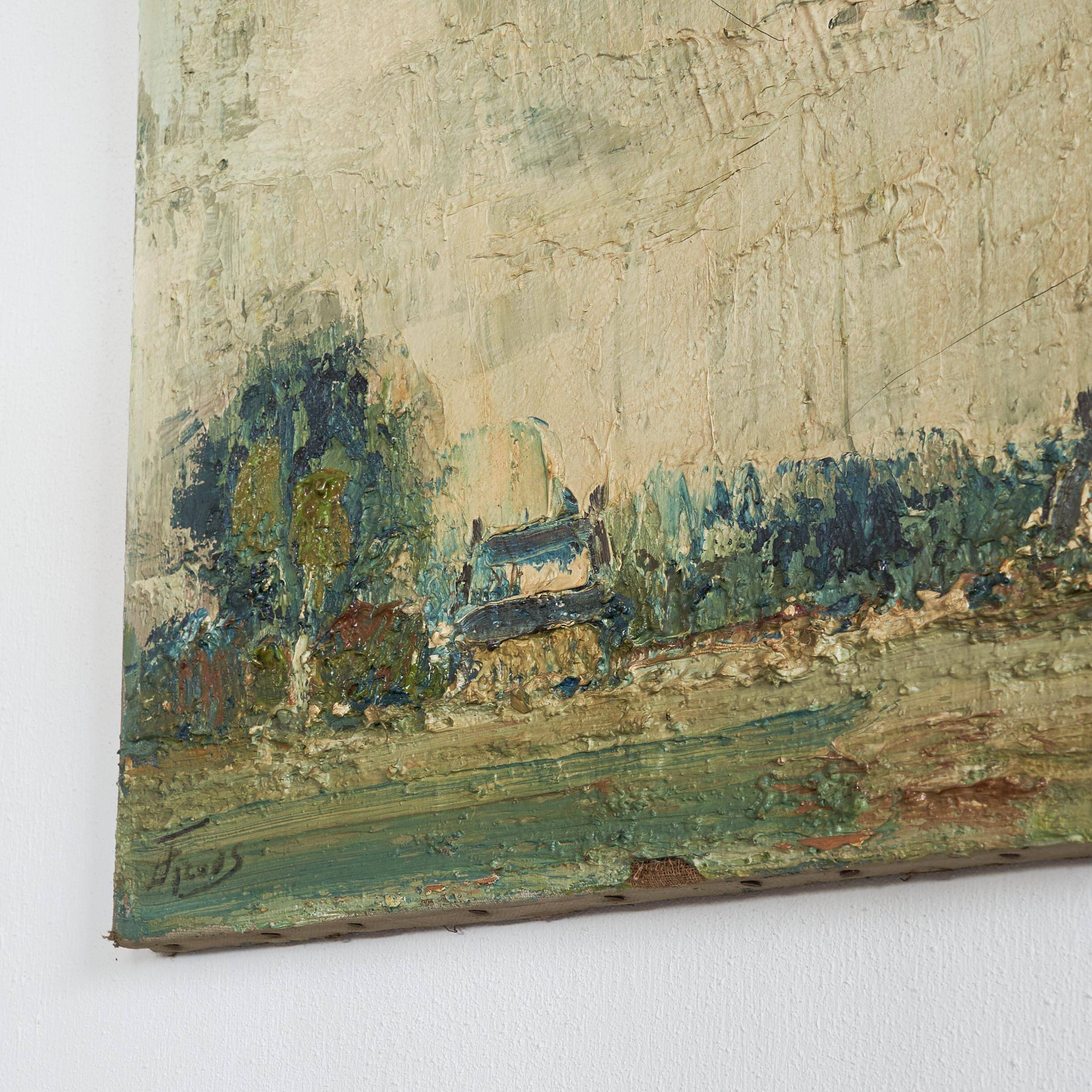 Paysage néerlandais huile sur toile 1940