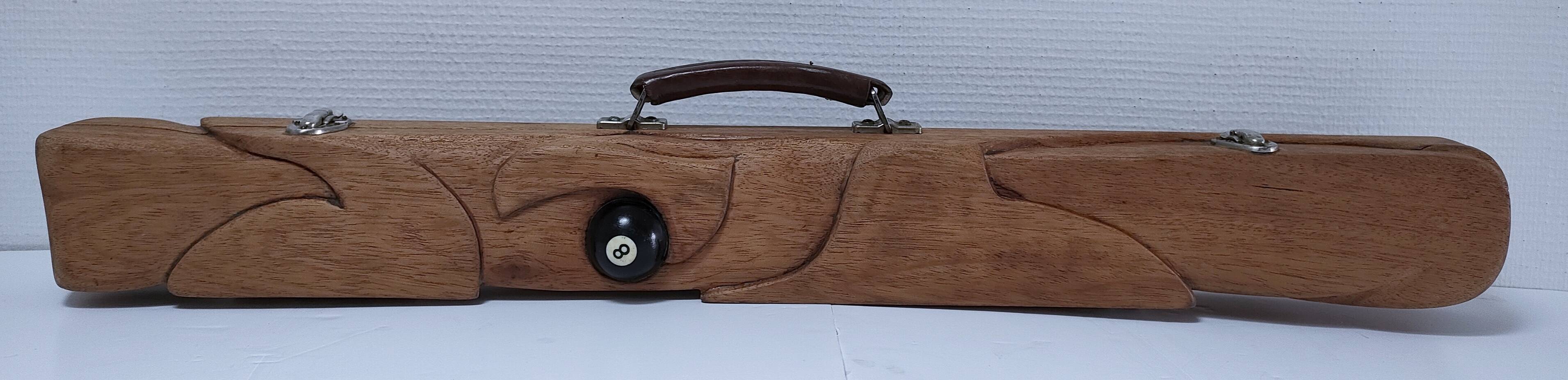 étui bois queue billard vintage