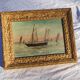 2 old paintings - oil on wood - theme: marine