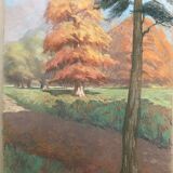 Un chemin arboré, pastel