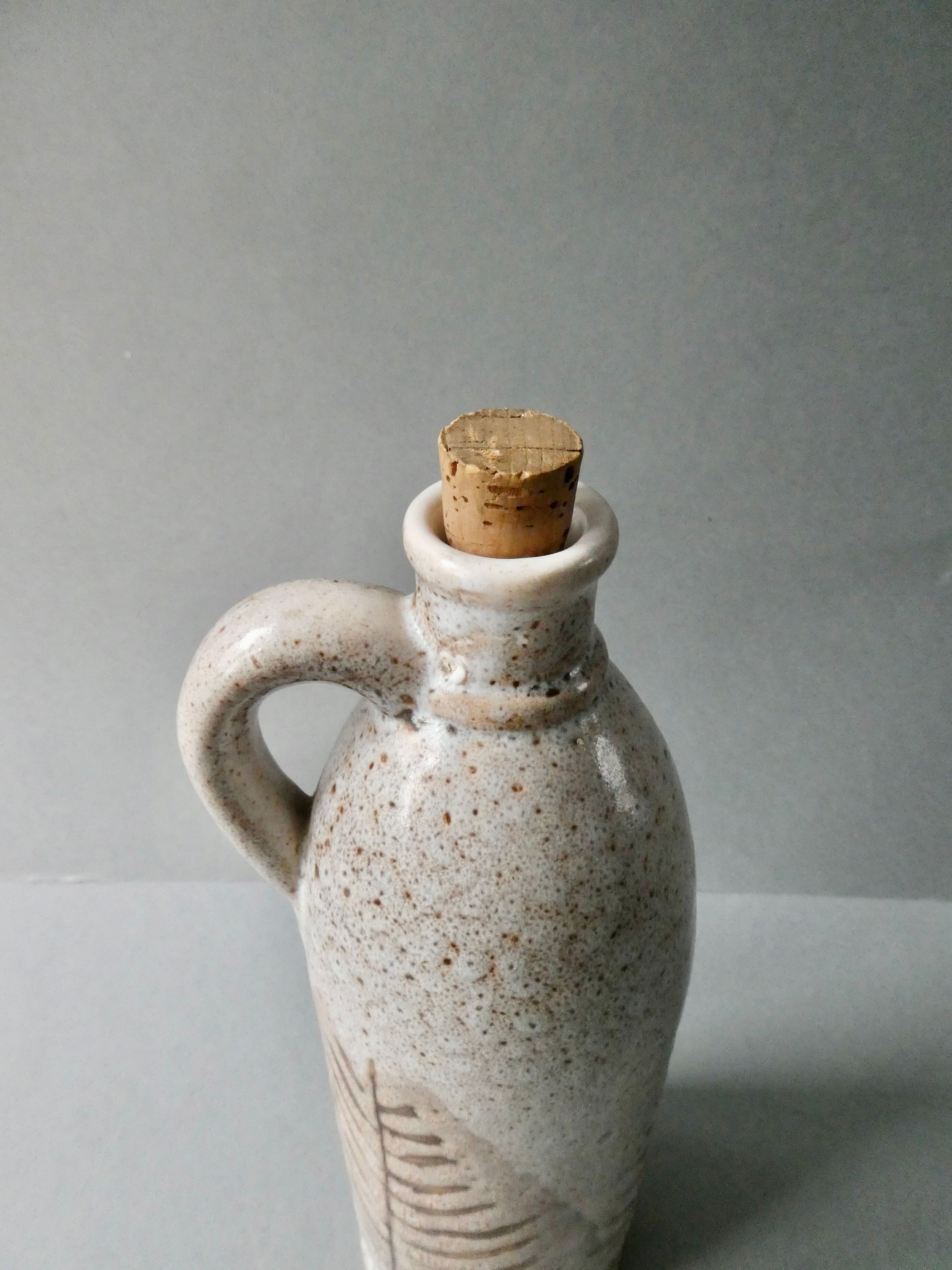 Stoneware bottle herbarium decoration, Jalapa model of the 60s