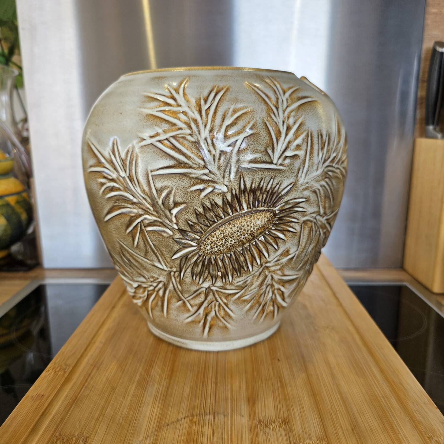 Large Round Vase Vallauris Huguette BESSONE - Brutalist - 23 cm