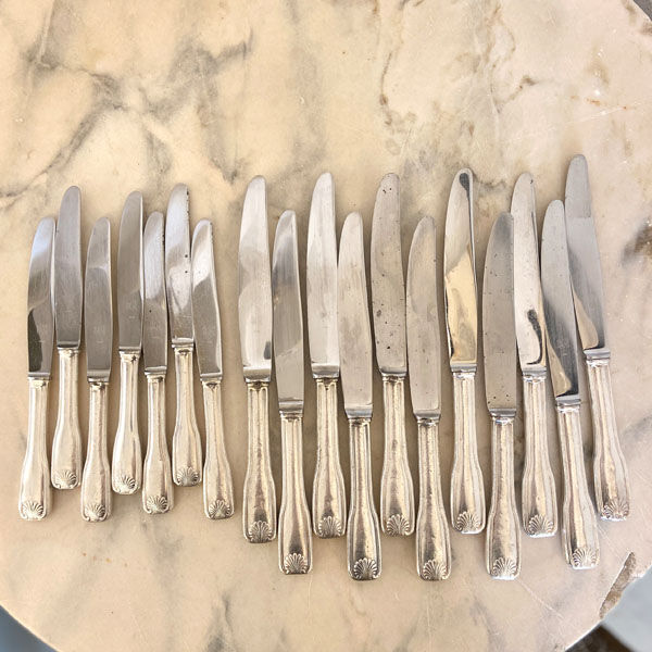 Set of 18 antique knives, silver metal