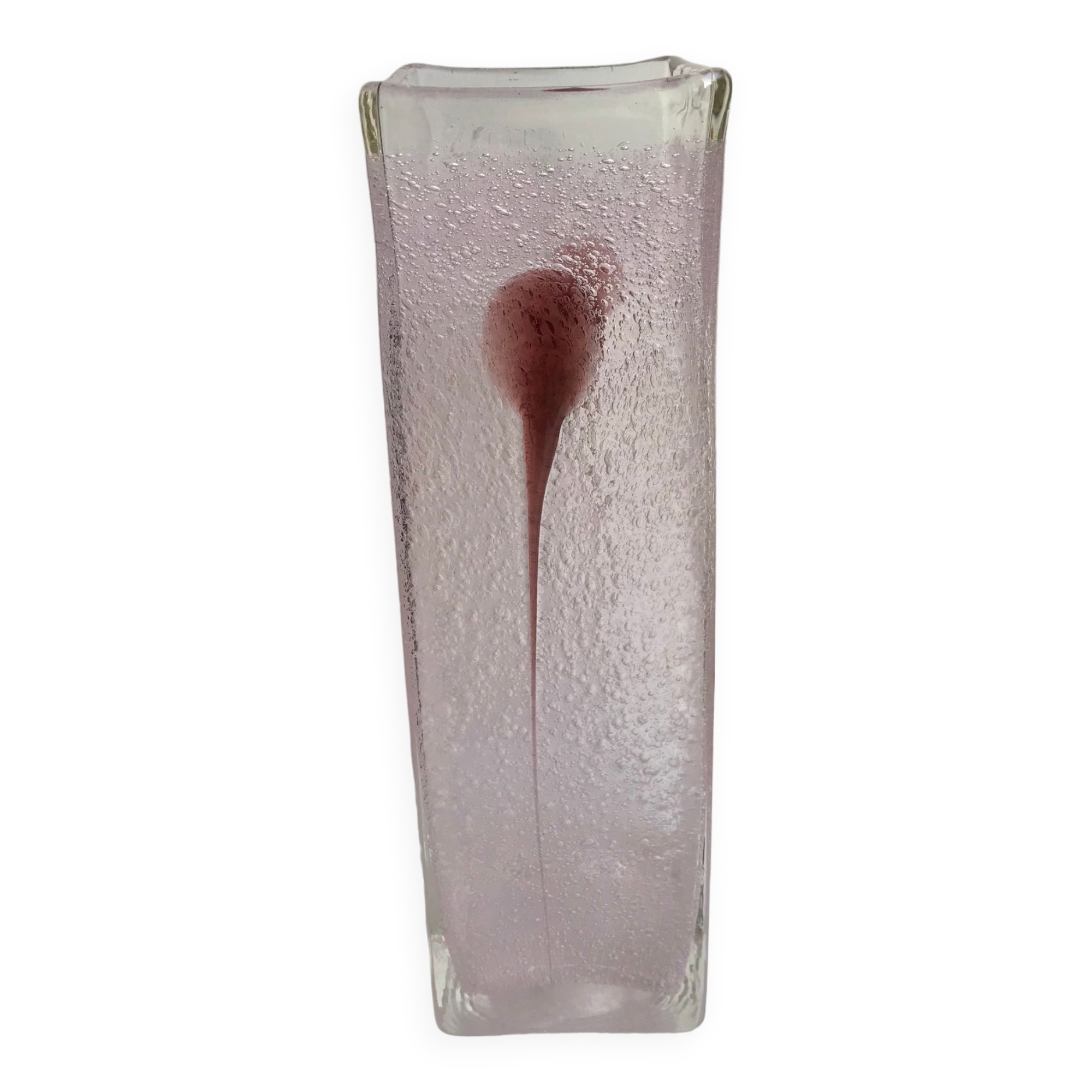 Pink and purple blown bubble glass vase 1960s 1970s