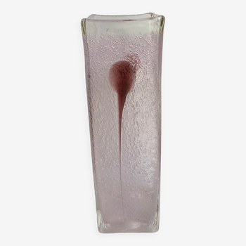 vase en verre bullé soufflé rose et violet années 1960 1970