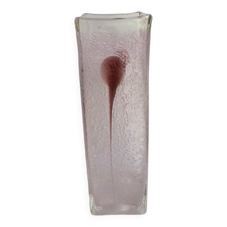 vase en verre bullé soufflé rose et violet années 1960 1970