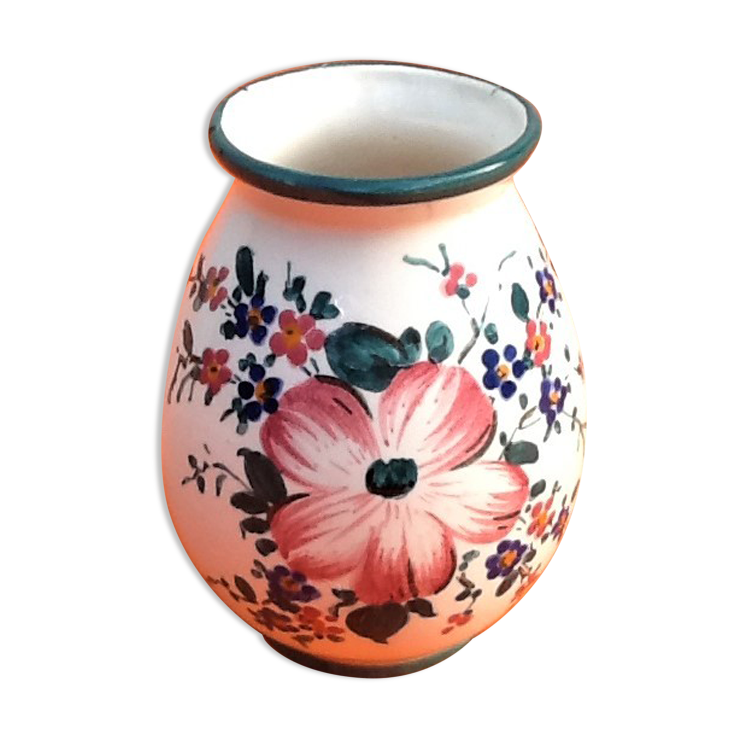 Vase Saint-Clément France ceramic with floral decoration Height: 110mm