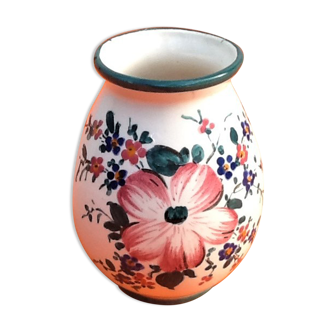Vase Saint-Clément France ceramic with floral decoration Height: 110mm
