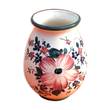 Vase Saint-Clément France céramique à décor floral Hauteur : 110mm