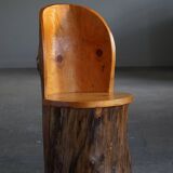 Modern primitive Swedish hand-carved pine stump chair, Wabi Sabi, 1960s