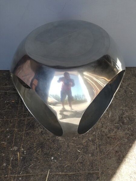 Brushed stainless steel pouffe design 1970